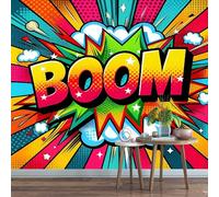 Photo Wallpaper Colorful Cartoon Explosion Pattern 200x150cm,Pop Art Style Silk Cloth Decor Wallpaper for Living Room Bedroom Kids Room Nursery