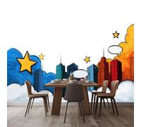 Photo Wallpaper Comics Urban Architecture 250x175 cm 3D Non-Woven Wall Mural, Moderne Living Room Bedroom Large Poster Wallpaper, Home Decor Art Mural