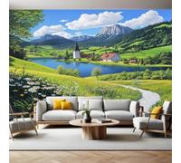 Photo Wallpaper Countryside Trail River Wall Mural Non-Woven Art Print 250 x 180cm Wallpaper Mural Photo Kids Bedroom Office Living Room Home Poster Decoration