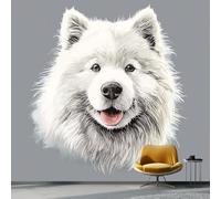 Photo Wallpaper Cute Animal Portraits Dogs Theme, Non-Woven Art Print Wallpaper 350 x 256 cm, Modern Wall Mural Design for Living Room Kids Bedroom Photo Wall Decoration, Grey