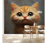 Photo Wallpaper Cute Big-Eyed Orange cat Wall Murals for Bedrooms 78 x 55 inch Non-Woven Fabric Wallpaper Living Room Bedroom Office Corridor Decoration Murals Modern Wall Decoration