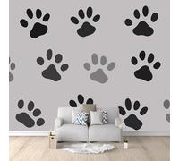 Photo Wallpaper Cute Dog Paw Prints 3D Effect Gray Cute Wall Mural Decoration Poster Picture Modern Design 200x140 cm Murals Wall Art for Living Room Bedroom Kitchen a-6218
