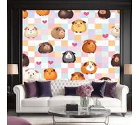 Photo Wallpaper Cute Guinea Pig Print 450 x 280 cm (W x H) - Non-Woven Premium Wall Mural Decoration Poster Design, Colorful Plaid for Living Room, Bedroom, Office