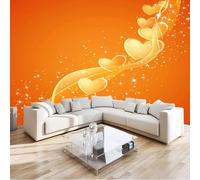 Photo Wallpaper Cute Heart 3D Effect Orange Wall Mural Decoration Poster Picture Modern Design 350x256 cm Murals Wall Art for Living Room Bedroom Kitchen a-2917