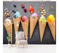 Photo Wallpaper Cute Ice Cream 3D Effect Pattern Wall Mural Decoration Poster Picture Modern Design 150x105 cm Murals Wall Art for Living Room Bedroom Kitchen a-6065