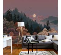 Photo Wallpaper Dense Forest 350 X 256 Cm 3D Wall Mural Non-Woven Realistic Bird's-Eye View Wall Mural Photo Wallpaper Decoration Poster for Living Room Kids Bedroom, Pink