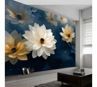 Photo Wallpaper Dream Art Wall Murals for Bedrooms 250 x 175 cm, Non-Woven Fabric Plants White Flowers Starry Sky Wallpaper Living Room Office Corridor Decoration Murals Modern Wall Decoration