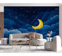 Photo Wallpaper Dreamy Cartoon Moon Non-Woven Matt Paste the Wall Mural