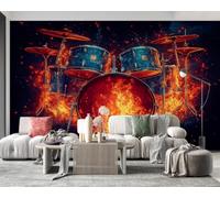 Photo Wallpaper Drum Kit Rock Music Non-Woven Matt Paste the Wall Mural