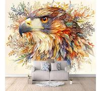 Photo Wallpaper Eagle Leaf 150x105 cm 3D Eagle Animal Wall Mural Non-Woven Fabric no Adhesive Backing Mural Wallpaper Easy to Install Clean for Dining Room Interiors Poster Bedroom Accessories