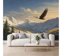 Photo Wallpaper Eagle Snow Mountain Pine Non-Woven Art Print 150x105 cm | Wall Mural Animal Nature Scenery Poster, for Living Room Bedroom