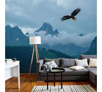 Photo wallpaper Eagles circling in the mountains, wildlife wallpaper, non-woven wallpaper, modern wall covering for living room, bedroom, blue XL wall decoration, motif wallpaper, 200cm x 140cm