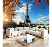 Photo Wallpaper Eiffel Tower in Paris Architecture Wall Mural 3D Wall Mural Decoration Poster Premium Non-Woven Wallpaper Wall Art for Living Room Bedroom Children's Room Office W350xH256 6yf31