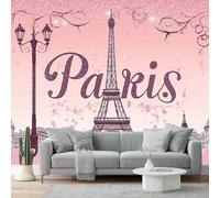 Photo Wallpaper Eiffel Tower Paris Print 350 x 256 cm - Premium Non-Woven Wall Mural Poster Decoration Design, Romantic for Living Room, Bedroom, Office