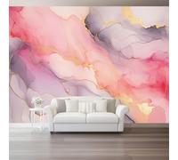Photo Wallpaper Elegance Marble Fashion Textured Non-Woven Premium Art Print Fleece Wall Mural Decoration Poster Picture Design 300 x 210 cm Murals for Living Room Kids Bedroom, Pink
