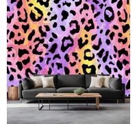 Photo Wallpaper Elegant Charming Animals Leopard Print, Non-Woven Wall Mural 300 x 210 cm - Living Room Bedroom Children's Room Wall Art Poster Purple Mural Wallpaper Decoration
