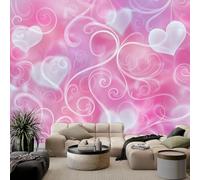 Photo Wallpaper Elegant Heart-Shaped Dynamic Romantic, Non-Woven Wall Mural 79 x 55 inch (W x H) - Living Room Bedroom Children's Room Wall Art Poster Pink Mural Wallpaper Decoration