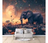 Photo Wallpaper Elephant 200 x 200 cm / 78.7" x 78.7" - Non-Woven Premium Art Print Fleece Wall Mural Decoration Poster Picture Design Modern - Starry Sky, Flowers, Animals, Elephants G-B-1367-Y-C