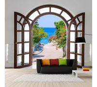 Photo Wallpaper European Ocean Landscape 3D Effect Window Wall Mural Decoration Poster Picture Modern Design 450x315 cm Murals Wall Art for Living Room Bedroom Kitchen a-7319