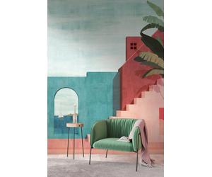 Photo wallpaper facade house Mediterranean building blue red 39889-1 (4,88£/1qm)