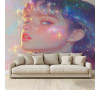 Photo Wallpaper Fantastic Rainbow Girl Non-Woven Art Print Wall Mural Decoration Poster Picture Design Modern 3D Effect, for Cafe Restaurant Theme Hotel 400 (W) x 280 (H) cm