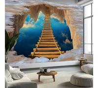 Photo Wallpaper Fantasy 3D Ground Sky 200 x 140 cm Multicolor Wall Mural, Non-Woven Fleece Modern Print Murals Wall Art for Bedroom Living Room Home Decor