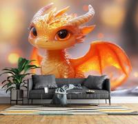 Photo Wallpaper Fantasy Dragon Non-Woven Matt Paste the Wall Mural | Wipeable Panoramic Mural Wallpaper Cute Baby Animal Waterproof Wall Art 400x280 cm for Living Room Bedroom Kid Room s257