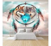 Photo Wallpaper Fantasy Fire Oriental Dragon 3D Effect Print Wallpaper Home Decoration 250 x 175 cm for Bedroom Living Room Hallway Children's Room Wall Decoration Non-Woven Wallpaper Red Black