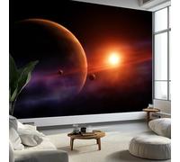 Photo Wallpaper Fantasy Space Solar System 350 x 256 cm Mural Large TV Background - Black Non-Woven 3D Murals for Living Room Bedroom Decoration Poster Wall Covering