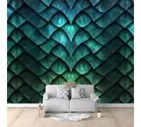 Photo Wallpaper Fantasy Style Dragon Scales Murals, Dark Green Wall Mural Photo Wallpaper, 200 x 140 cm Wallpaper Mural Wall Art for Living Room Bedroom Children's Room Corridor