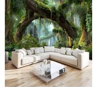 Photo Wallpaper Fantasy Tropical Rainforest 400 X 280 Cm Self-Adhesive Magic Jungle Mural Decoration Poster Picture Design for Bedroom Living Room Sofa Tv Background, Large Mural & Room Decor Green