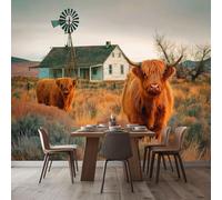 Photo Wallpaper Farm Animals Yaks 200x140 cm 3D Non-Woven Wall Mural, Moderne Living Room Bedroom Large Poster Wallpaper, Home Decor Art Mural