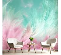 Photo Wallpaper Feather 200×150cm Non-Woven Premium Art Print XL Mural 3D Effect Decoration Poster, Birds Texture Animals Picture Design Modern Bedroom Living Room Decoration, Mint Green