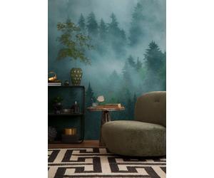 Photo wallpaper fir forest landscape nature fog green blue 39898-1 (4,71£/1qm)