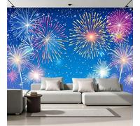 Photo Wallpaper Fireworks 400x280 cm Non-Woven Wall Mural 3D Starry Sky Night View Modern Wallpaper Murals for Living Room,Bedroom,Kids Room,Office,TV Background Home Deco F-277