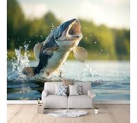 Photo Wallpaper Fish River 400x280 cm 3D Fish Animal Wall Mural Non-Woven Fabric No Adhesive Backing Mural Wallpaper Easy to Install Clean for Dining Room Interiors Poster Bedroom Accessories