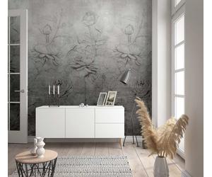Photo Wallpaper Floral Flower Rose Concrete Look grey Brown 81602 (5,50£/1qm)