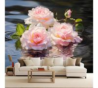 Photo Wallpaper Floral Non-Woven 150x105cm 3D Wall Mural Pink Roses Large Photo Wallpaper Natural Beauty Decoration Poster Picture Design Modern for Bedroom Living Room Hotels