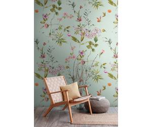 Photo wallpaper floral tropical butterflies blue green 39881-1 (5,23£/1qm)