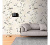 Photo wallpaper flower branches birds elegant beige black 39884-1 (5,23£/1qm)