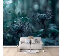 Photo Wallpaper Flowers Black Leaves 300x256 cm 3D Printed Plant Wall Paper Non-Woven Fabric No Adhesive Backing Mural Wall Easy to Install Clean for Dining Room Interiors Poster Bedroom Accessories