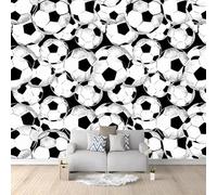 Photo Wallpaper Football 3D Effect Black and White Wall Mural Decoration Poster Picture Modern Design 400x280 cm Murals Wall Art for Living Room Bedroom Kitchen a-7158