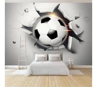 Photo Wallpaper Football Breaking Through The Wall 150 x 105 cm Non-Woven Premium Art Print Fleece Wall Mural Decoration Poster Picture 3D Effect Photo Mural
