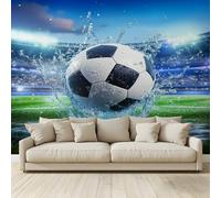 Photo Wallpaper Football Sport with Stadium Non-Woven Art Print Wall Mural Decoration Poster Picture Design Modern 3D Effect, for Cafe Restaurant Theme Hotel 350 (W) x 256 (H) cm
