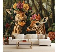 Photo Wallpaper for Bedroom 250x175cm Warmth and Beauty of Giraffe Vintage Wallpaper Natural Wild Series Indoor Wall Decoration Home Living Room Bedroom Kids Room Wall Easy Installation