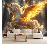 Photo Wallpaper for Living Room 300x210cm Golden Winged Horse Retro Wallpaper Mysterious Dream Sacred Series Quick Wall Decoration DIY Creative Wall Cover Headboard Mural Living Room Bedroom