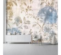 Photo Wallpaper for Living Room Home Decor, Vintage Watercolor Florals Print Non-Woven Mural 200 x 140 cm (W x H) - Beige Murals Wall Wallpaper Art Design for Kids Bedroom