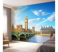 Photo Wallpaper for Wall Decoration - Modern Urban Landscapes Historical Architecture Theme Non-Woven Art Print Wallpaper 200 x 140 cm (W x H), Blue Modern Wall Mural Design for Living Room Bedroom