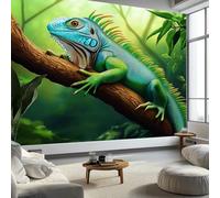 Photo Wallpaper Forest Cartoon Chameleon Non-Woven Art Print Wall Mural 200x140 cm Decoration Poster Picture Design Modern Living Room Kitchen Bedroom Wall Mural, Dark Green