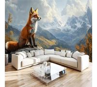 Photo Wallpaper Fox Snow Mountain Wall Mural 3D Wall Mural Decoration Poster Animal Premium Non-Woven Wallpaper Wall Art for Living Room Bedroom Children's Room Office W200xH140 11yf343